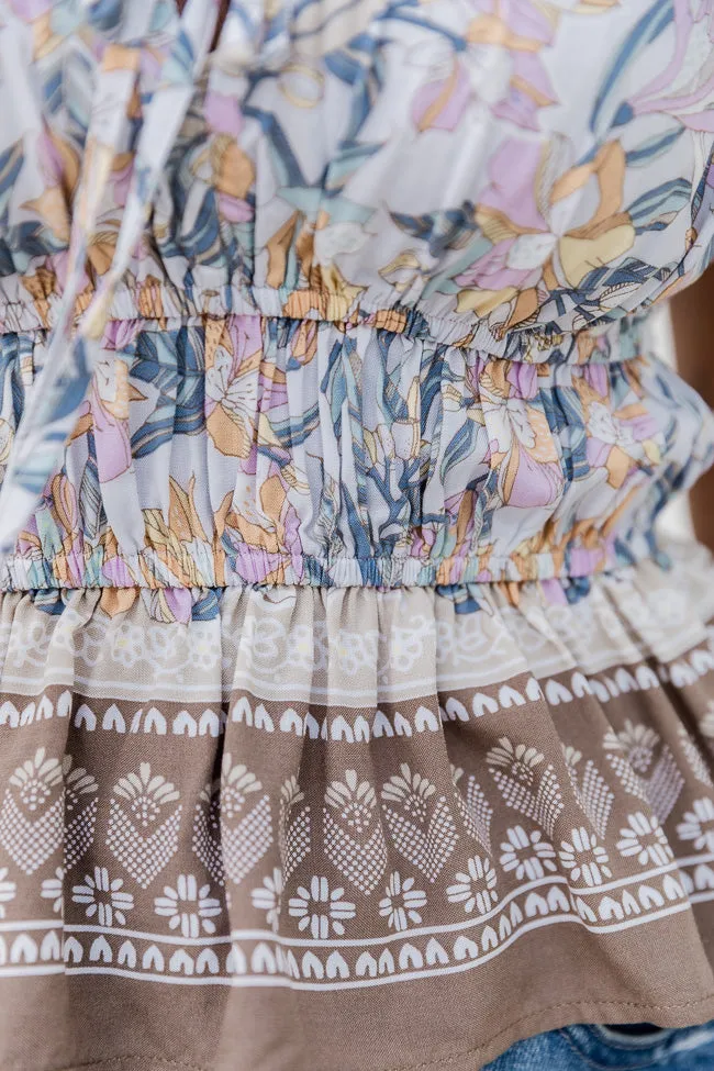 Free Your Spirit Brown Multi Border Print Tank FINAL SALE