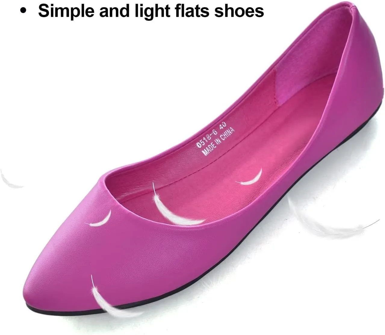 Hee grand Flats for Women Dressy Pointy Toe Ballet Flats Lightweight Foldable Slip on Loafers Soft Leather Comfortable Work Flats