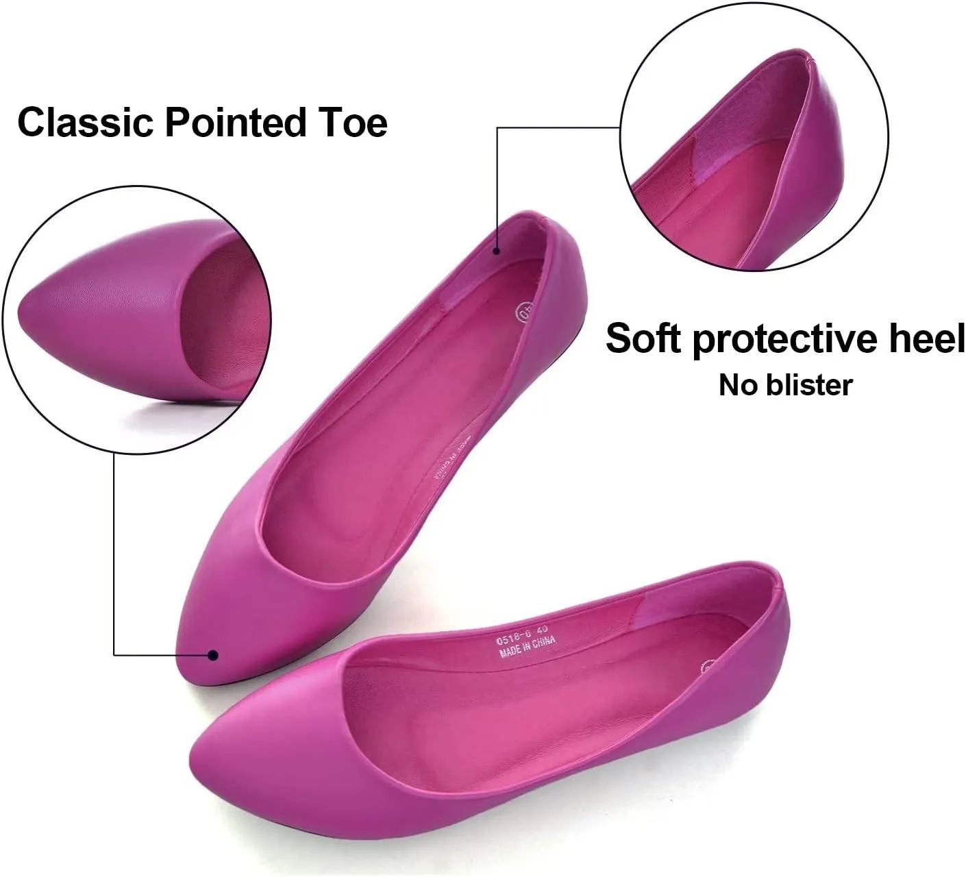 Hee grand Flats for Women Dressy Pointy Toe Ballet Flats Lightweight Foldable Slip on Loafers Soft Leather Comfortable Work Flats