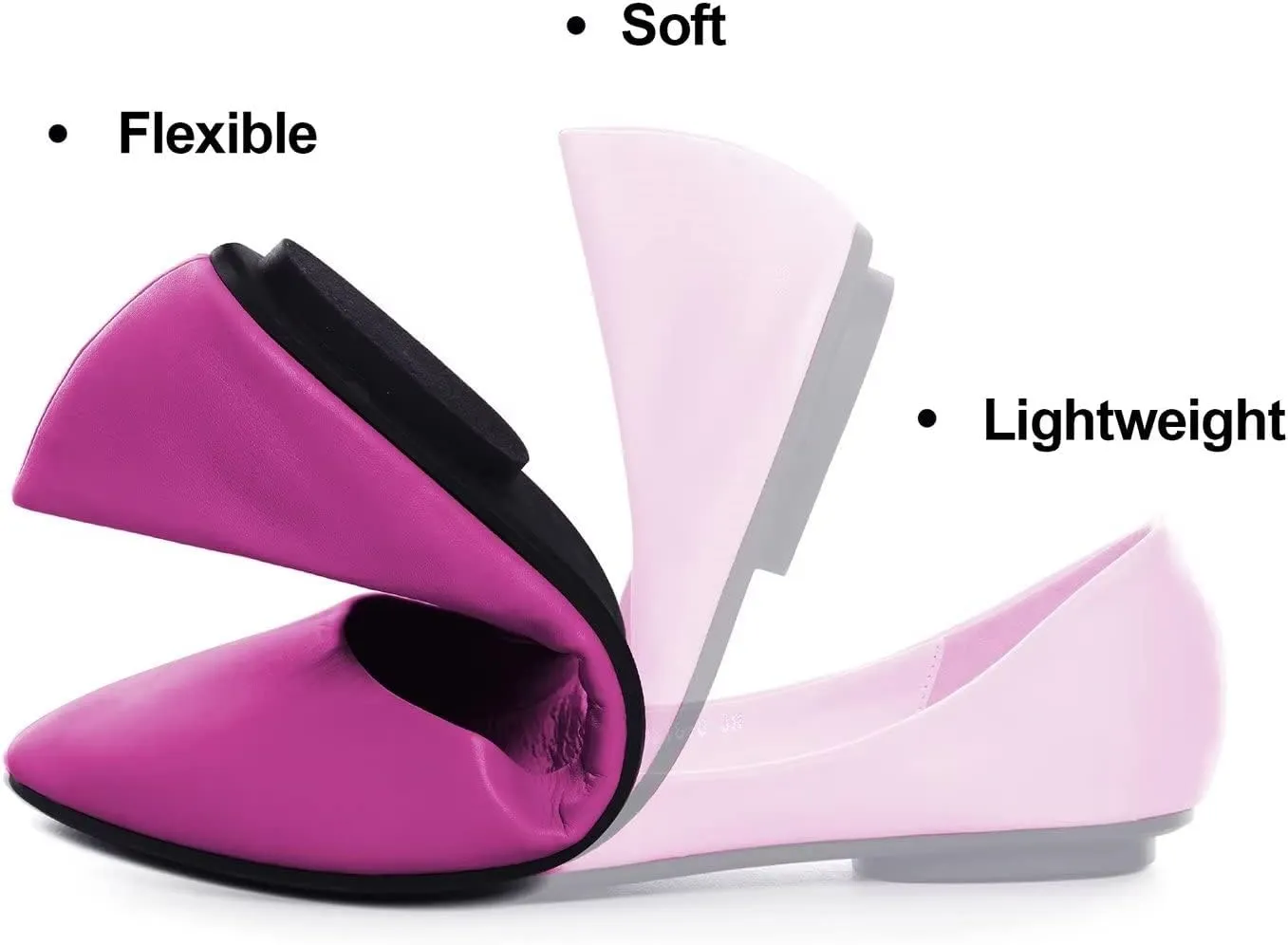 Hee grand Flats for Women Dressy Pointy Toe Ballet Flats Lightweight Foldable Slip on Loafers Soft Leather Comfortable Work Flats