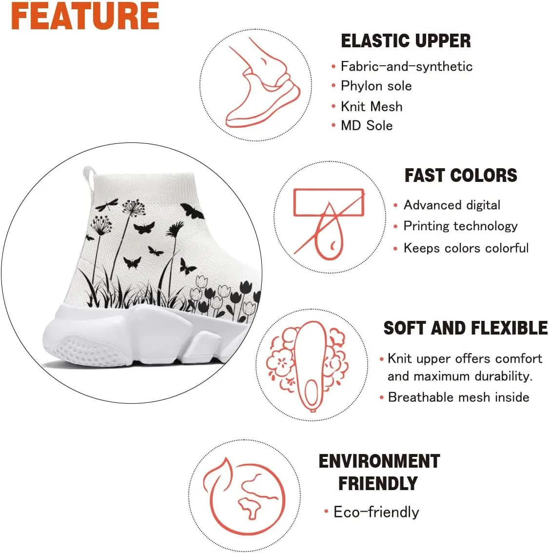 Hetios Women’s Sock Shoes Lightweight Jogging Walking Shoes for Women Sneakers