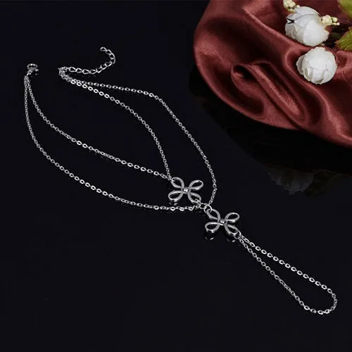 Intertwined Multi Layer SIlver Ankle Bracelet