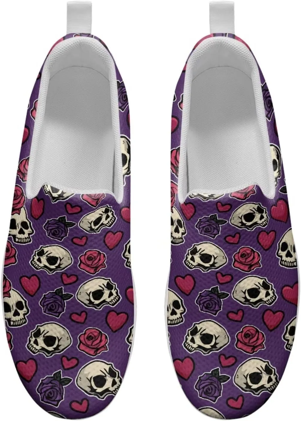 Jeiento Womens Platform Sneakers Lightweight Comfort Athletic Shoes Skull Pattern Walking Jogging Tennis Footwear