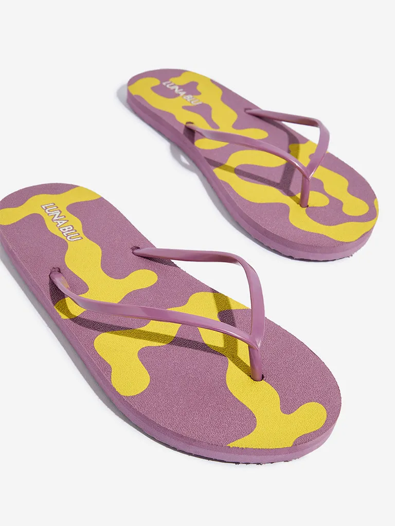 LUNA BLU Lilac Abstract Printed Flip-Flop