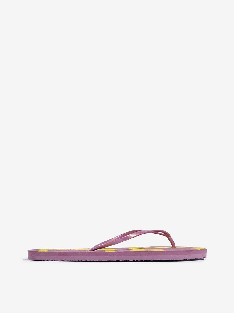 LUNA BLU Lilac Abstract Printed Flip-Flop