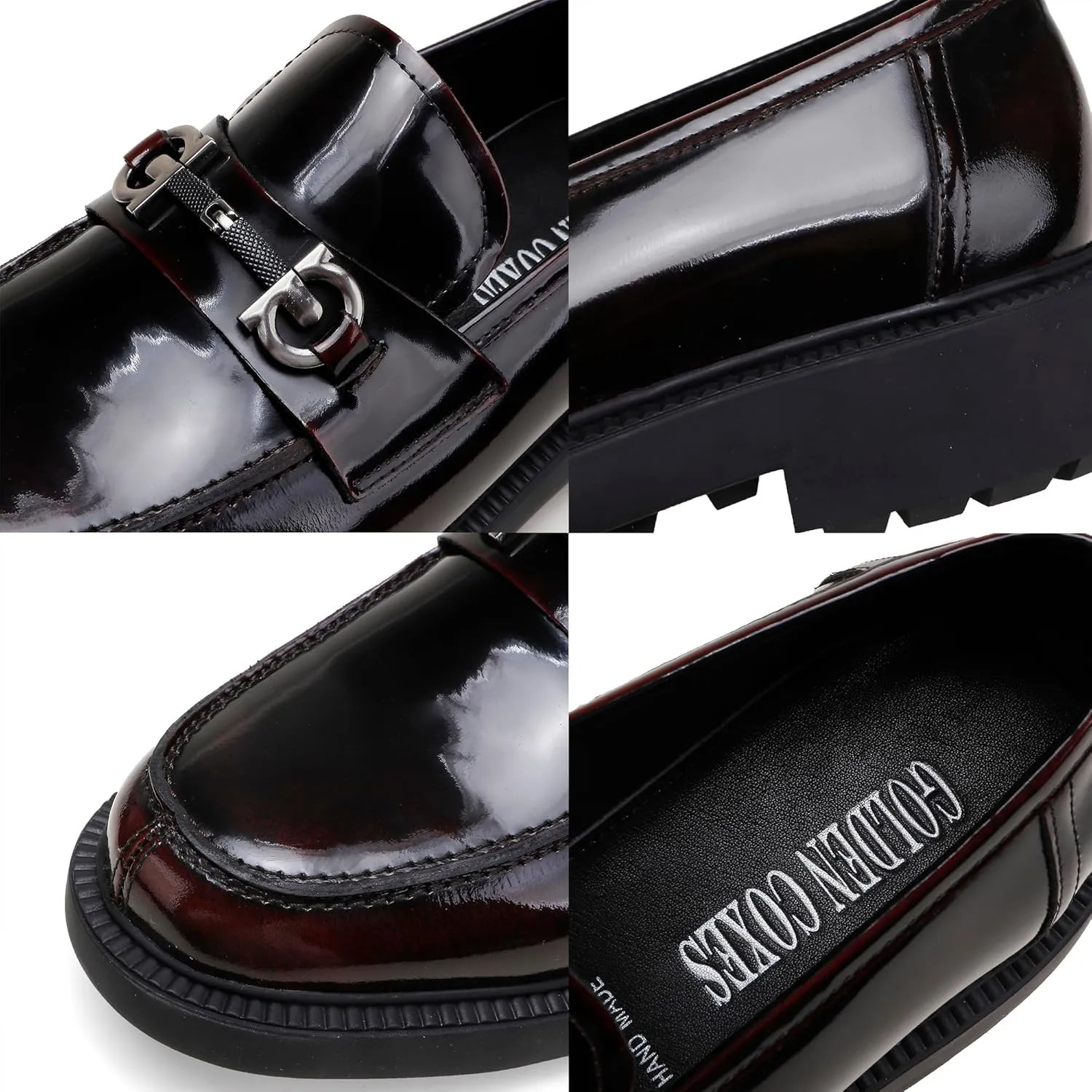 Mens Casual Leather Black Dress Loafer Shoes, Fashion Classic Buckle Slip-on Penny Party Shoes Wedding Loafers for Mens