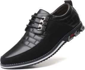 Mens Dress Shoes Casual Business Oxford Derby Orthopedic Leather Shoes Simple Lace-up Walk Loafers Flats Shoes for Men