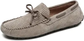 Men's Loafers Breathable Perforated Faux Leather Moccasins Driving Shoes Flat Heel Anti-Slip Lightweight Prom Slip On