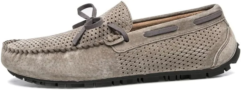 Men's Loafers Breathable Perforated Faux Leather Moccasins Driving Shoes Flat Heel Anti-Slip Lightweight Prom Slip On