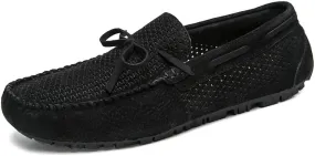 Men's Loafers Shoes Breathable Perforated Faux Leather Moccasins Driving Shoes Flat Heel Lightweight Comfortable Wedding Slip On (Color : Black, Size : 444546)