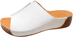 Orthopedic Sandals 2024 New Summer Dressy Leather Orthopedic Wedge Sandals Comfortable Platform Arch Support Slip Sandals