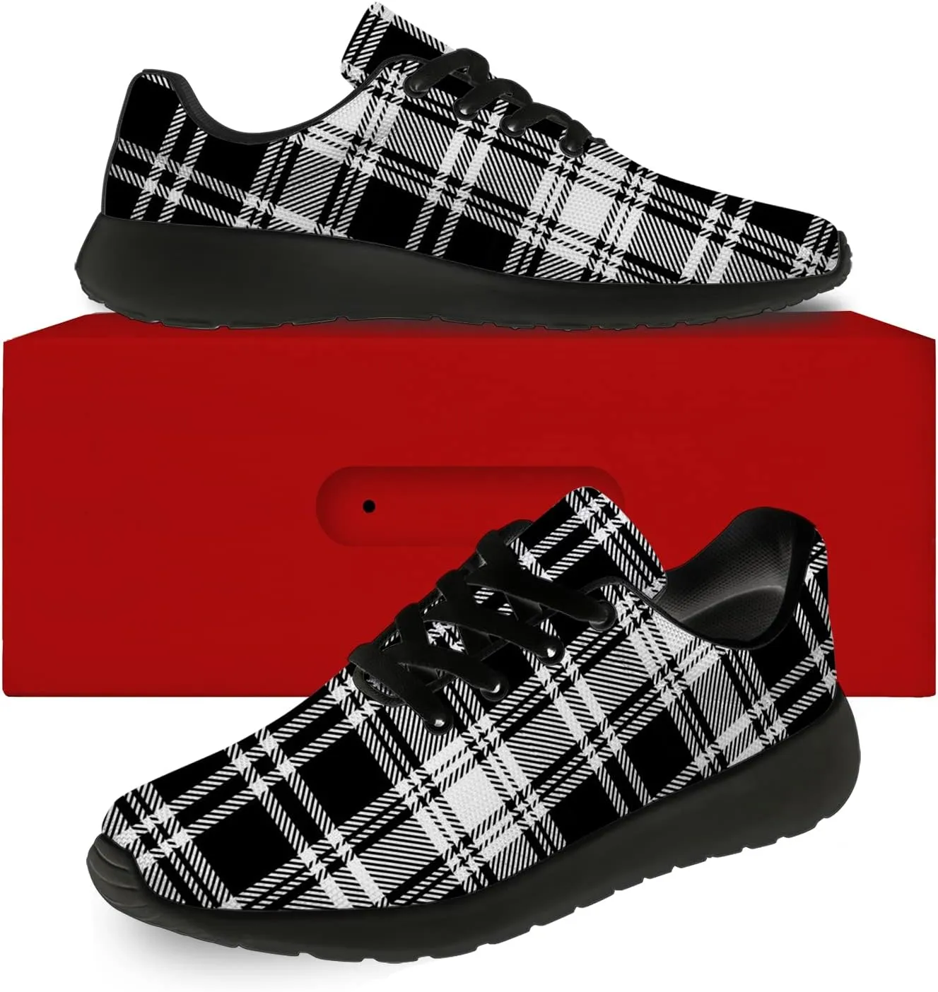 Plaid Shoes for Women Men Running Shoes Lightweight Walking Tennis Sneakers Jogging Shoes Gifts