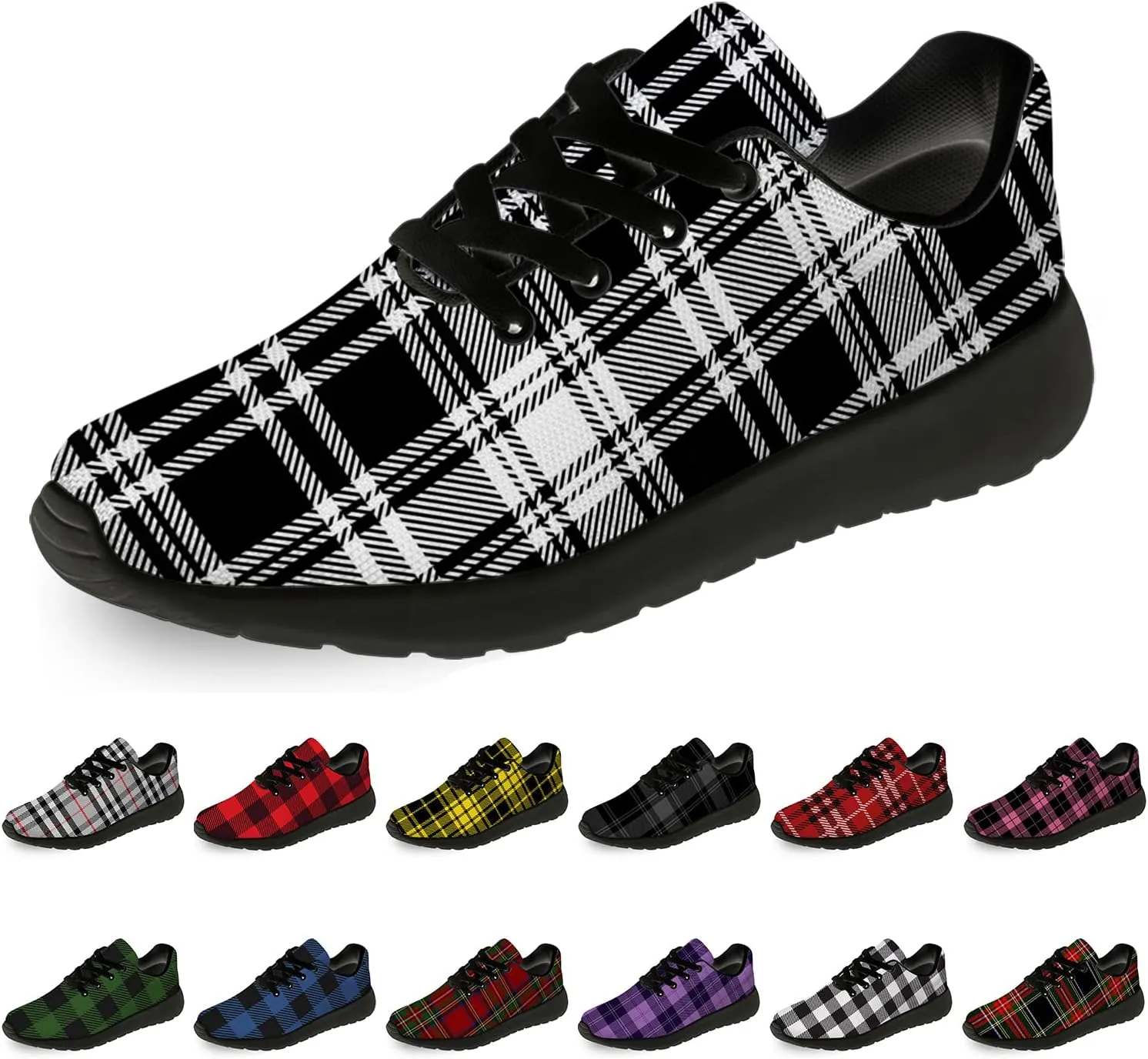 Plaid Shoes for Women Men Running Shoes Lightweight Walking Tennis Sneakers Jogging Shoes Gifts