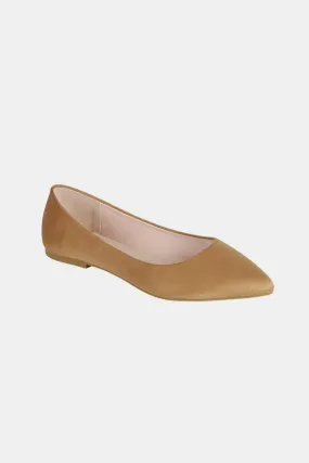Pointy Toe Slip On Flats in Tan