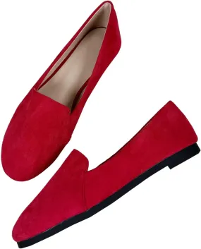 SAILING LU Women Pointed Toe Ballets Flats Faux Suede Comfortable Soft Ballet Walking Shoes Dressy Slip-on Ballerina Shoes