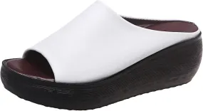 Sandals Women Comfortable Wedge Orthopedic Summer Leather Slides Dressy Platform Heel Arch Support Slip Sandals