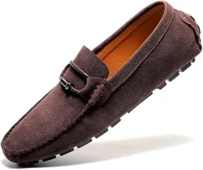 Santimon Men's Suede Casual Loafers Comfortable Office Slip on Lightweight Walking Driving Dress Shoes