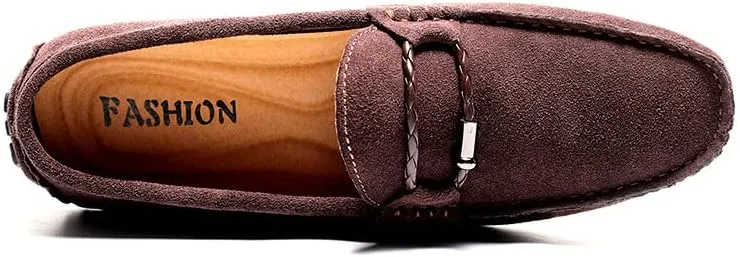 Santimon Men's Suede Casual Loafers Comfortable Office Slip on Lightweight Walking Driving Dress Shoes