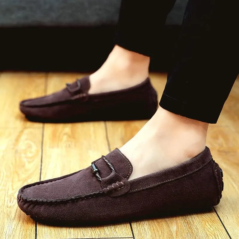 Santimon Men's Suede Casual Loafers Comfortable Office Slip on Lightweight Walking Driving Dress Shoes