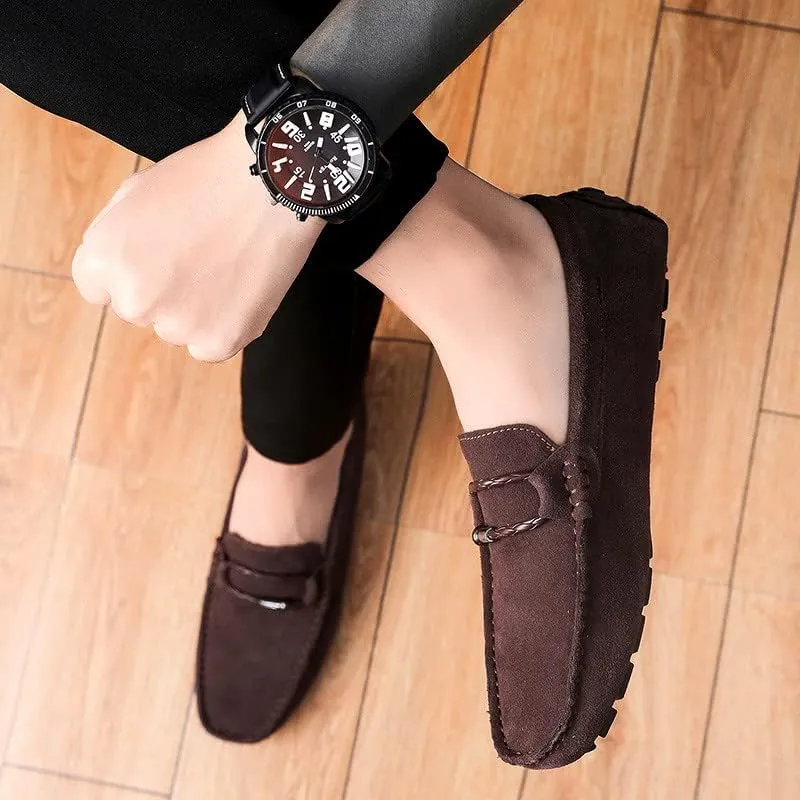 Santimon Men's Suede Casual Loafers Comfortable Office Slip on Lightweight Walking Driving Dress Shoes