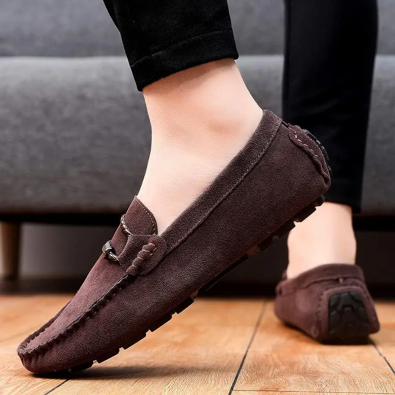 Santimon Men's Suede Casual Loafers Comfortable Office Slip on Lightweight Walking Driving Dress Shoes