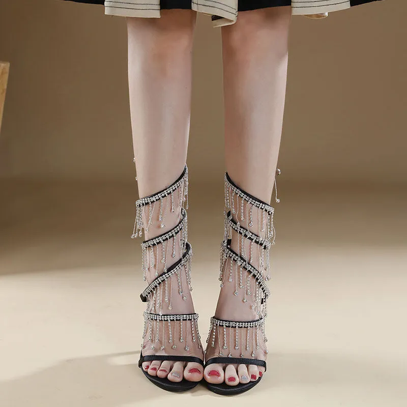 Serpentine Spiral Water Drill Single-Strap High Heel Sandals