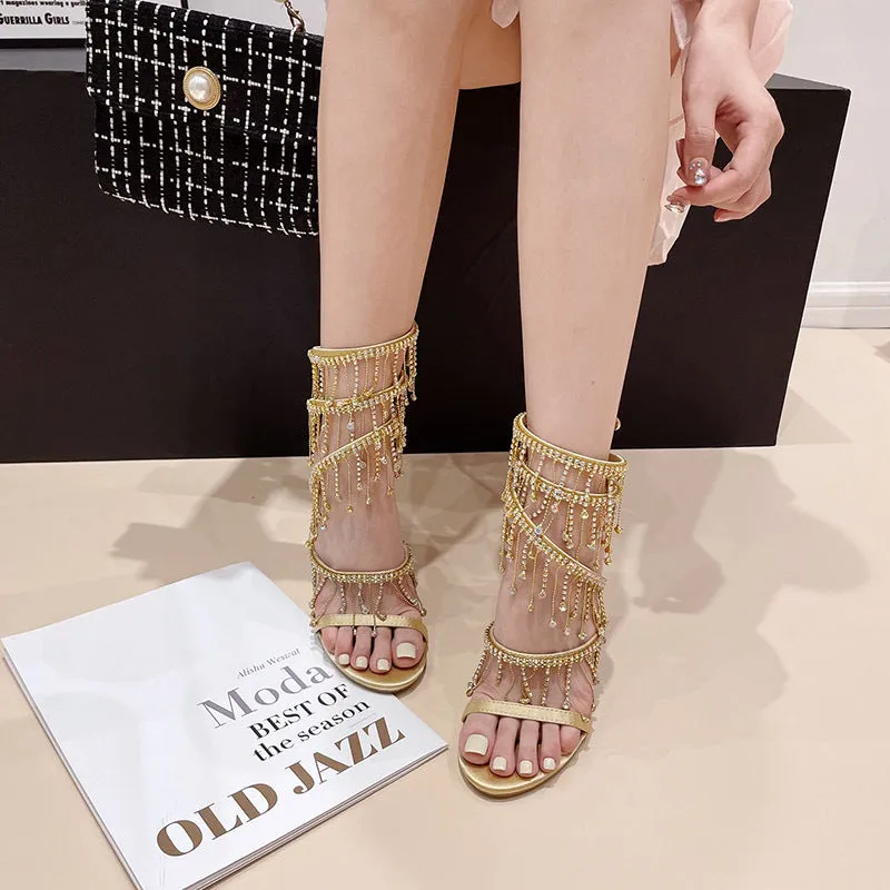 Serpentine Spiral Water Drill Single-Strap High Heel Sandals