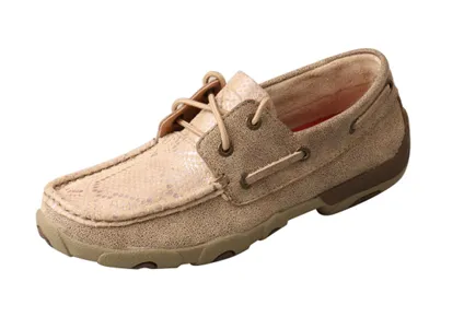 Sierra Twisted X Boat Shoe Driving Moc - Dusty Tan & Snake Print