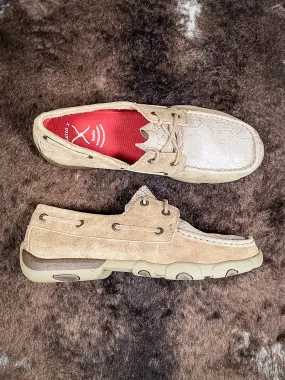 Sierra Twisted X Boat Shoe Driving Moc - Dusty Tan & Snake Print