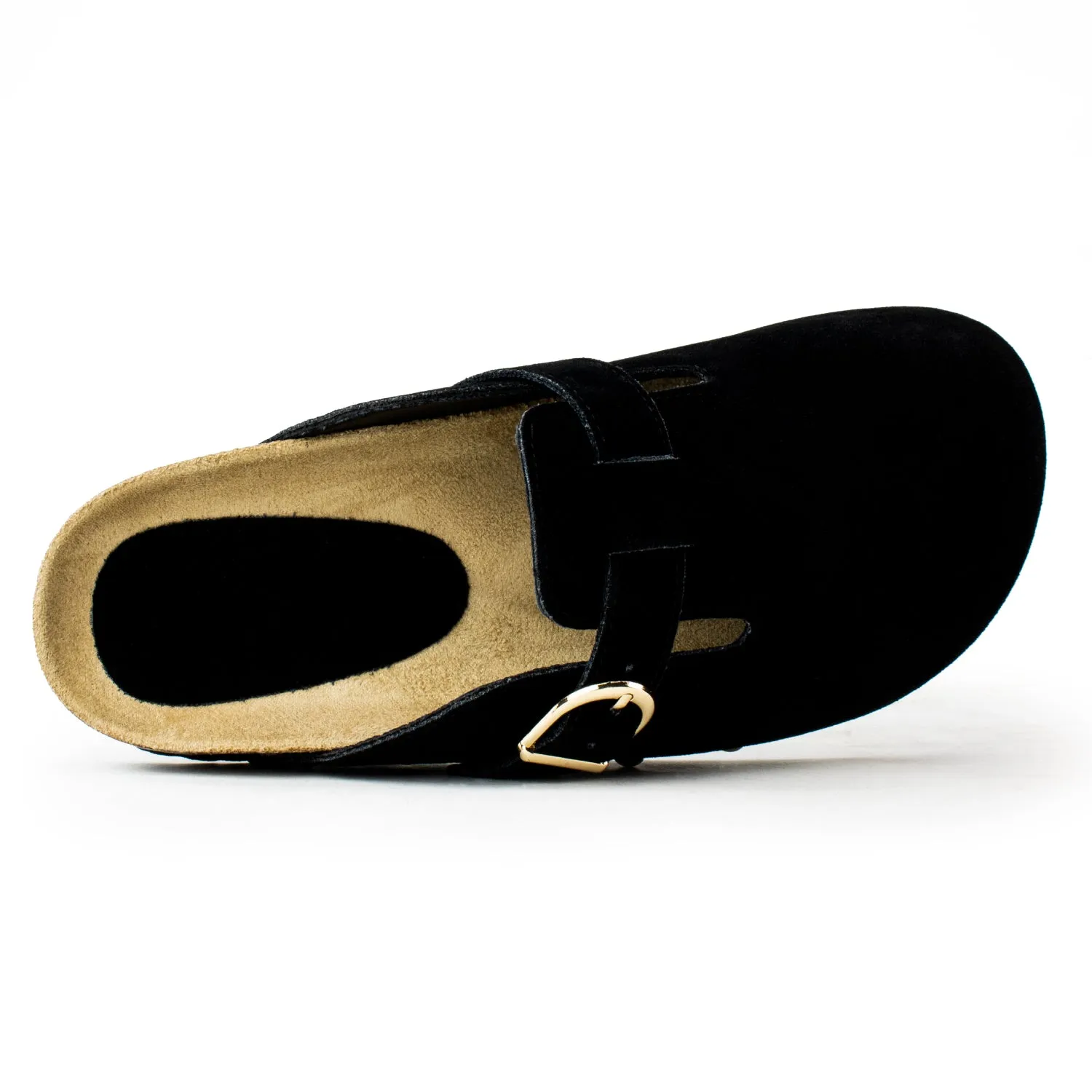 Studded Footbed Cork Clog Potato Shoes BLACK