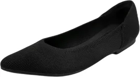 SUNROLAN Casual Ballet Flats for Women Comfortable Knitted Texture Slip on Dress Shoes Pointed-Toe Washable Ballerina Flats 088