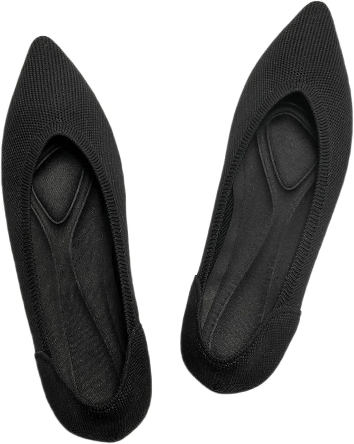 SUNROLAN Casual Ballet Flats for Women Comfortable Knitted Texture Slip on Dress Shoes Pointed-Toe Washable Ballerina Flats 088