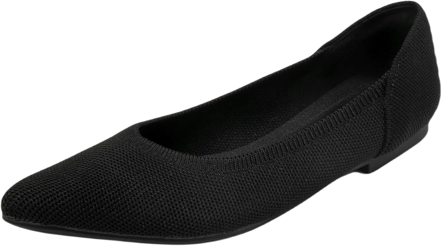 SUNROLAN Casual Ballet Flats for Women Comfortable Knitted Texture Slip on Dress Shoes Pointed-Toe Washable Ballerina Flats 088