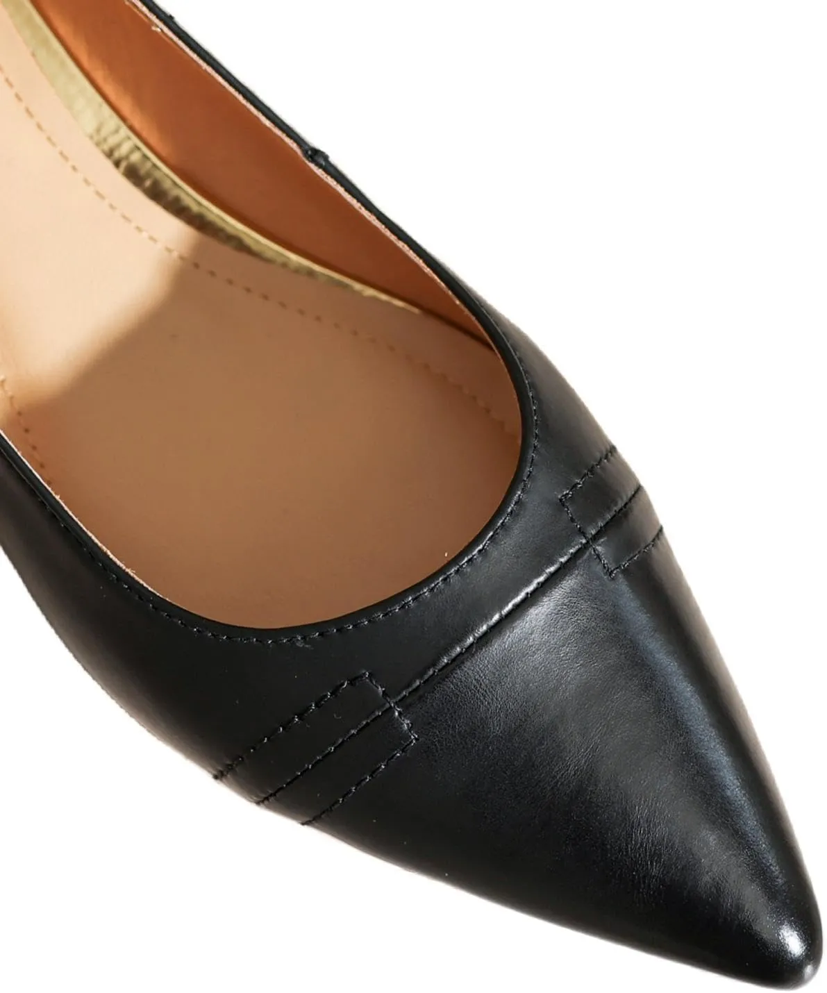 TinaCus Women's Genuine Leather Simple Pointed Toe Handmade Chunky Heel Work Flats Shoes