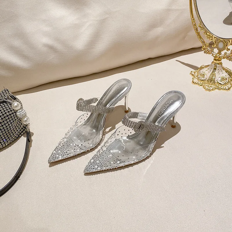 Transparent Crystal Shallow High Heel Sandals