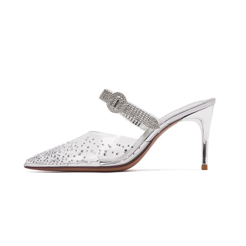 Transparent Crystal Shallow High Heel Sandals