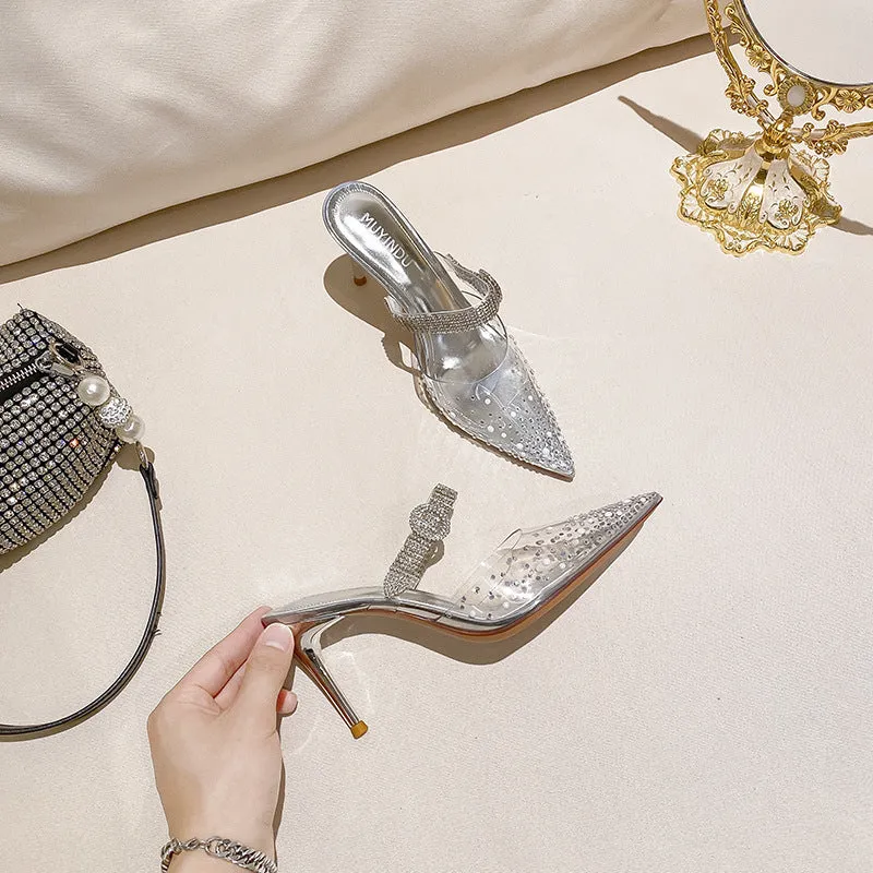 Transparent Crystal Shallow High Heel Sandals