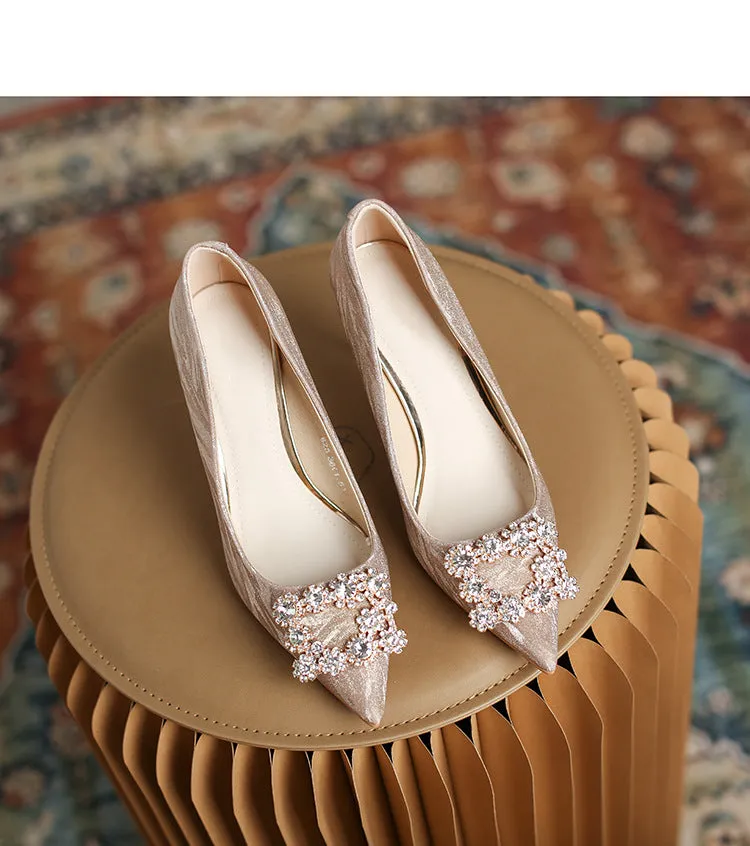 Versatile Crystal Sparkle Silver High Heels Sandals