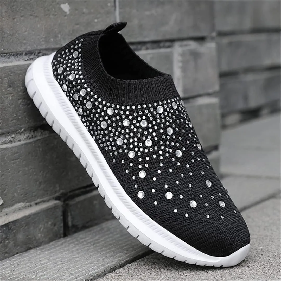 Women Breathable Mesh Knitting Sock Trainer Sneakers Ultra Lightweight Sparkly Shoes Jogging Running Shoes