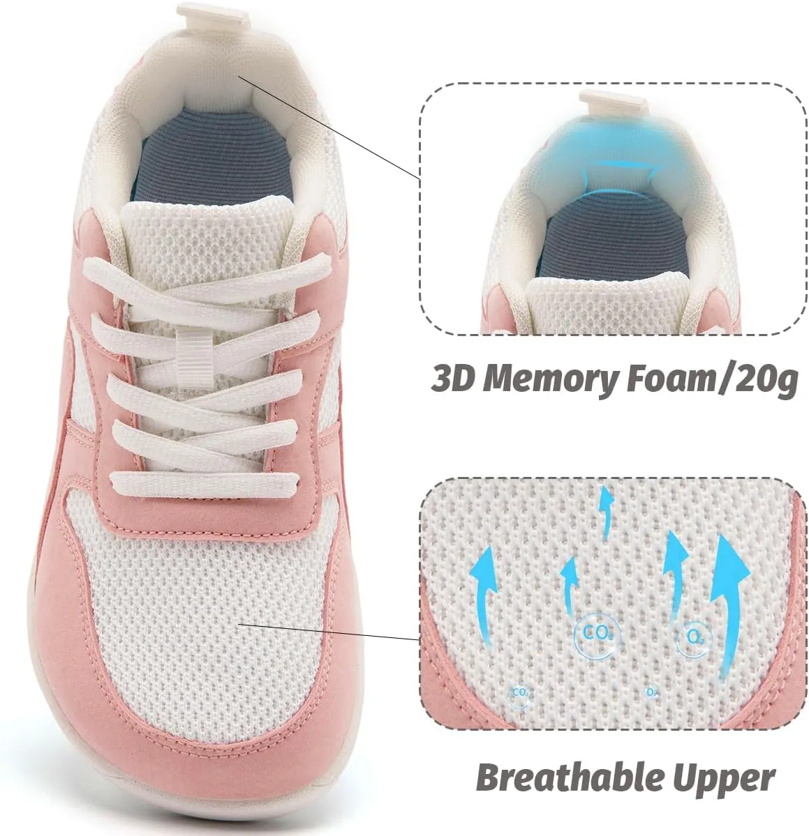 Women's Wide Toe Box Barefoot Sneakers Zero Drop Walking Jogging Shoes Breathable Non Slip Casual Jogging Shoes