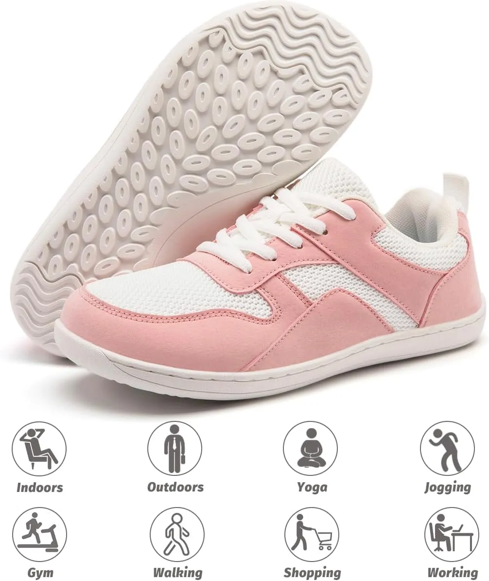 Women's Wide Toe Box Barefoot Sneakers Zero Drop Walking Jogging Shoes Breathable Non Slip Casual Jogging Shoes